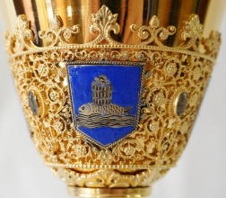 Solid silver gilt antique French Gothic Chalice.